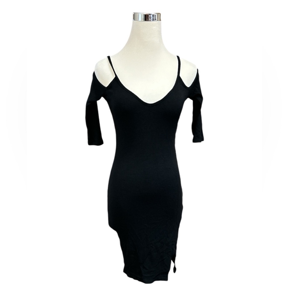 Charlotte Russe Black Cold Shoulder Bodycon Dress Size Medium
